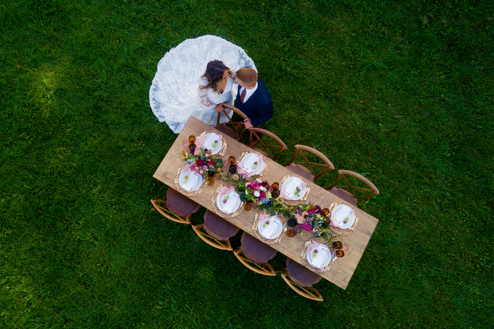 Bride and Groom Guest Table Straight Down